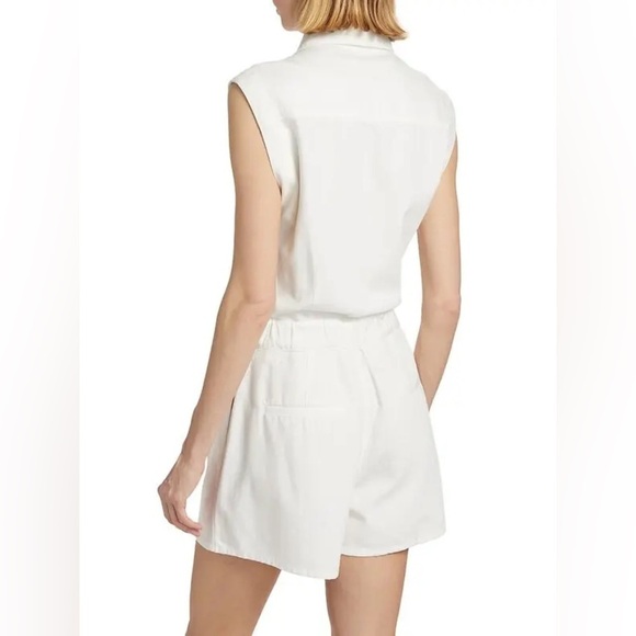 Rag & Bone Eliza Denim Sleeveless Belted Romper in White | Size S - Picture 6 of 11